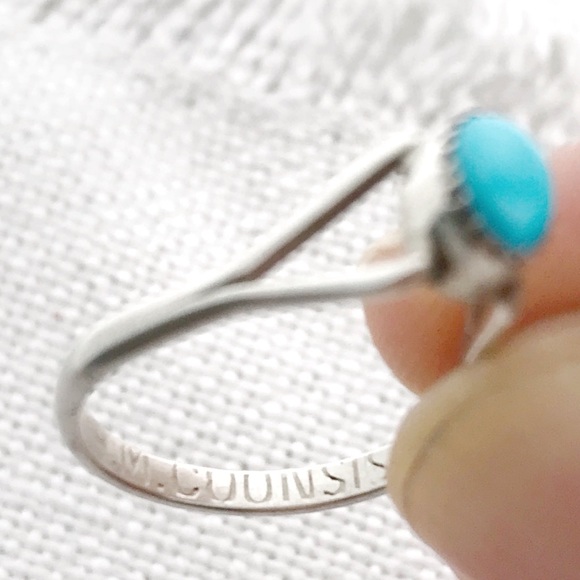 1970s NATIVE Zuni Turquoise & Sterling Silver Vintage Stacker Ring NOS Signed - Picture 3 of 5